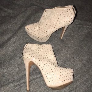 Light Nude Bling Platform Bootie